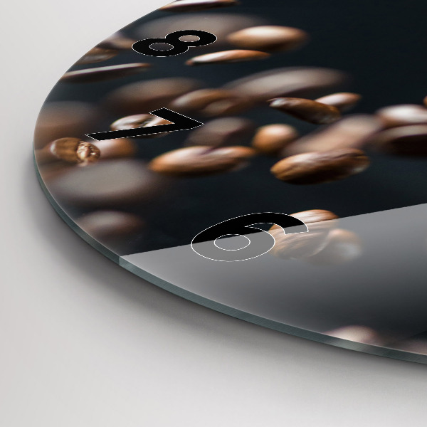 Zegar szklany okrągły Ziarna kawy