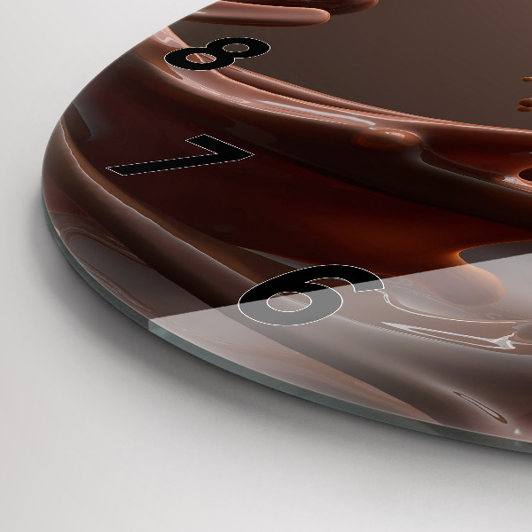 Zegar szklany okrągły Fale kakao