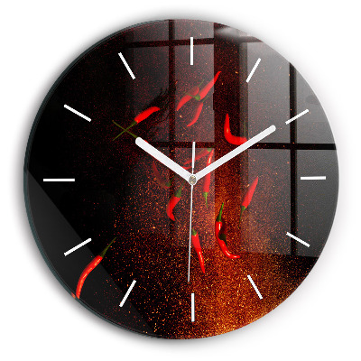 Zegar okrągły z nadrukiem Papryczki chili