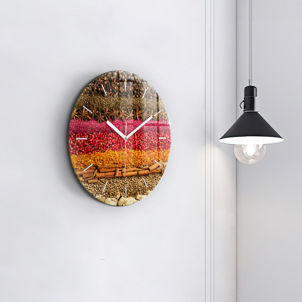 Zegar okrągły z nadrukiem Rzędy przypraw