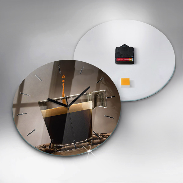 Zegar okrągły z nadrukiem Kubek kawy