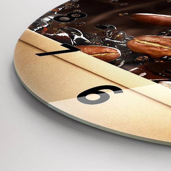 Zegar okrągły z nadrukiem Gorąca kawa