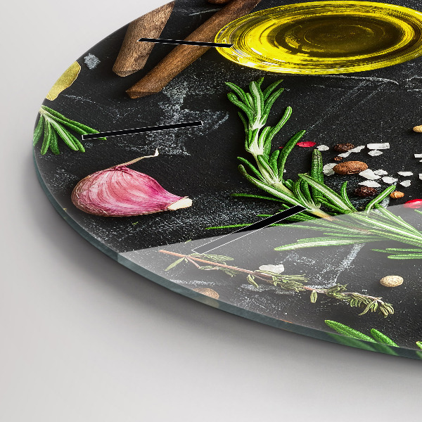 Zegar okrągły z nadrukiem Przyprawy na blacie