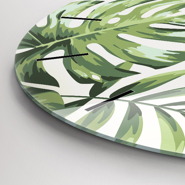 Zegar szklany okrągły Tropikalny wzór