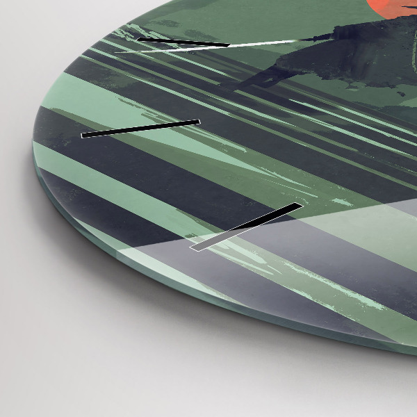 Zegar szklany okrągły Samuraj w lesie