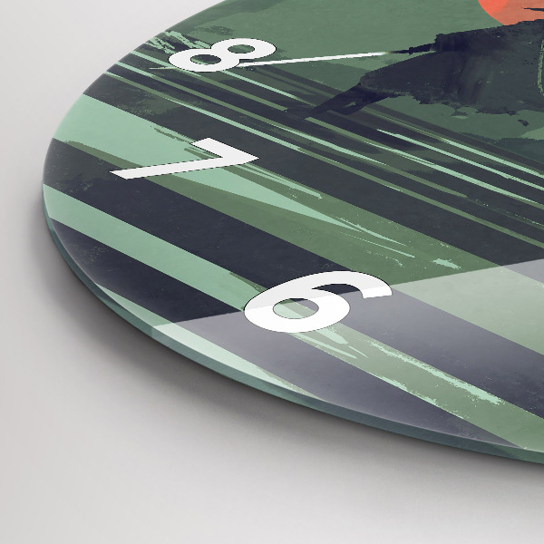 Zegar szklany okrągły Samuraj w lesie