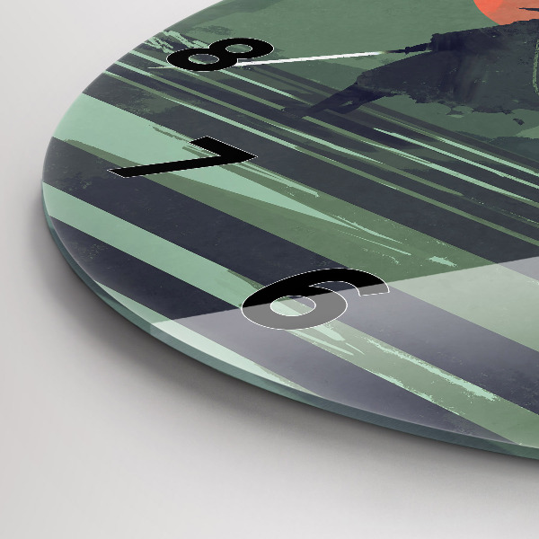 Zegar szklany okrągły Samuraj w lesie