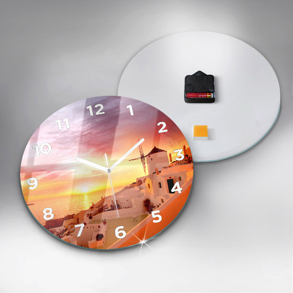 Zegar ścienny okrągły Stary wiatrak w Santorini