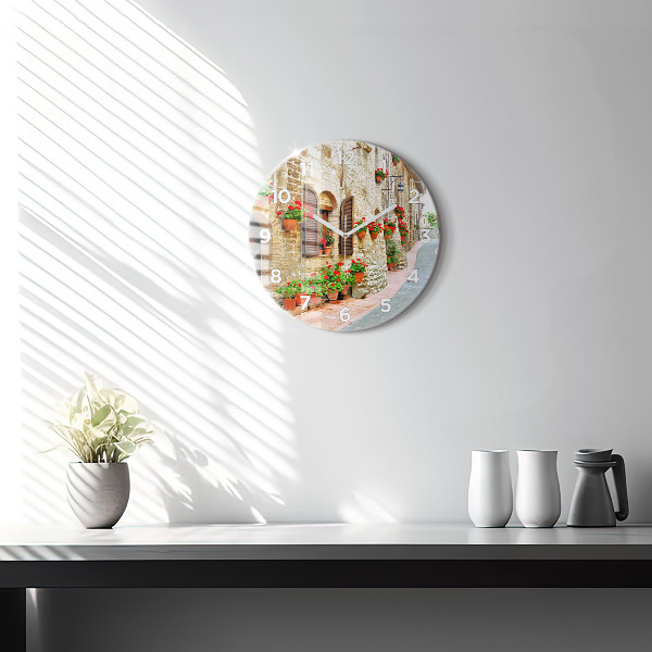 Zegar ścienny okrągły Malownicza uliczka