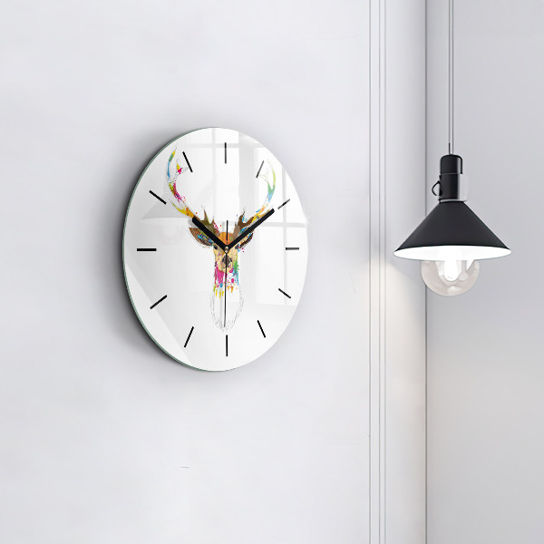 Zegar ścienny okrągły Kolorowa głowa jelenia