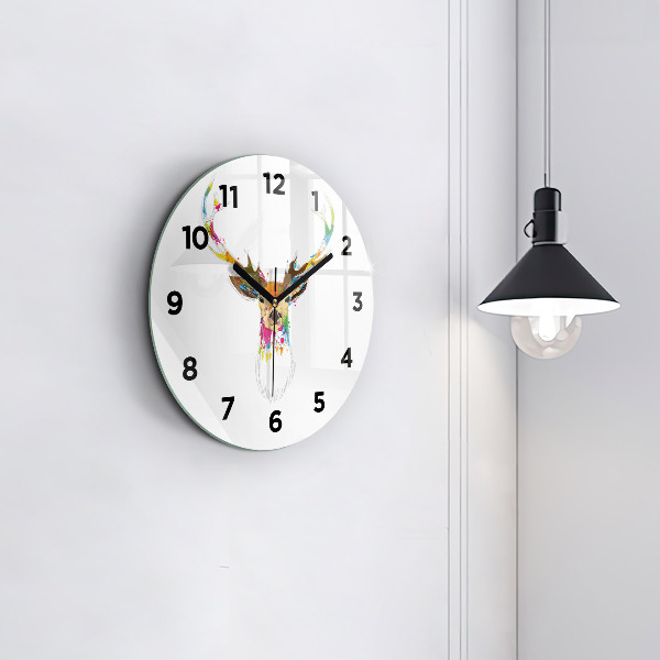 Zegar ścienny okrągły Kolorowa głowa jelenia