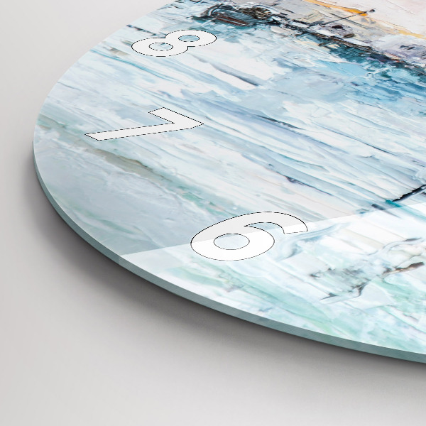 Zegar ścienny okrągły Obraz olejny jacht morze