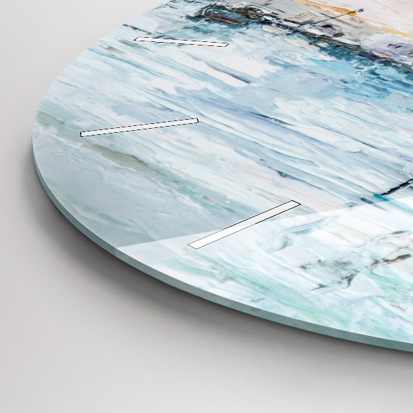 Zegar ścienny okrągły Obraz olejny jacht morze