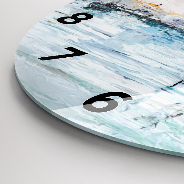 Zegar ścienny okrągły Obraz olejny jacht morze