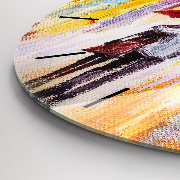 Zegar okrągły Para w deszczu