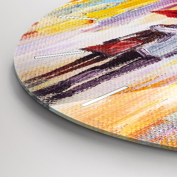 Zegar okrągły Para w deszczu