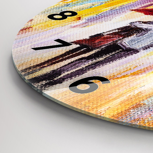 Zegar okrągły Para w deszczu