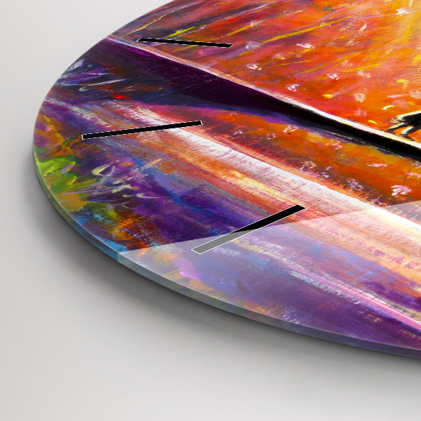 Zegar okrągły z nadrukiem Para w lesie