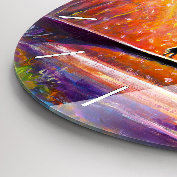 Zegar okrągły z nadrukiem Para w lesie