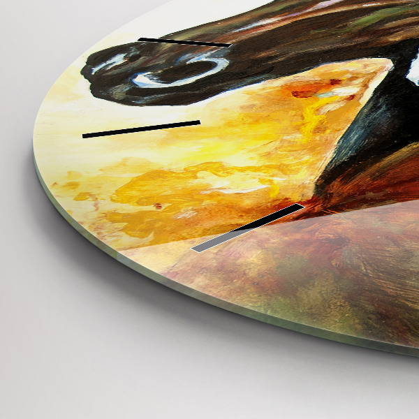 Zegar okrągły z nadrukiem Malowane dwa konie