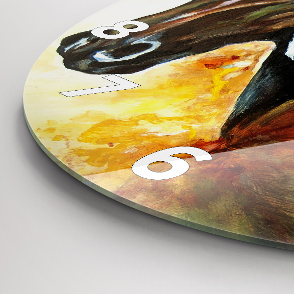 Zegar okrągły z nadrukiem Malowane dwa konie