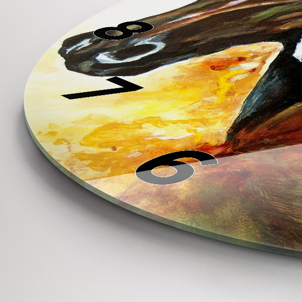 Zegar okrągły z nadrukiem Malowane dwa konie