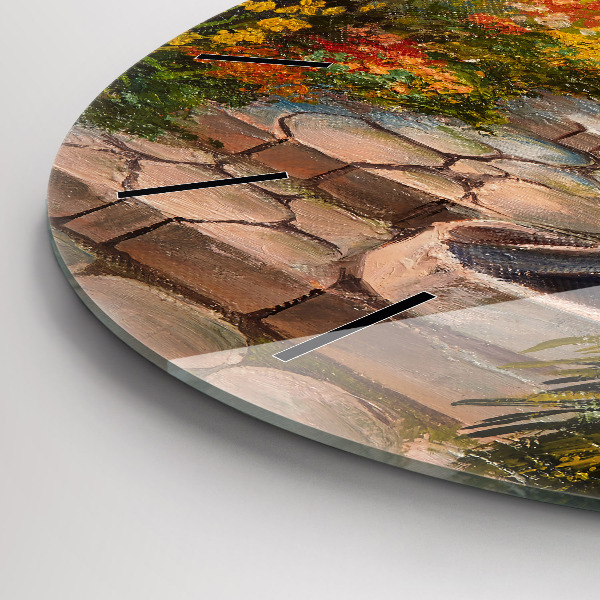 Zegar ścienny okrągły Kompozycja olejna w lesie