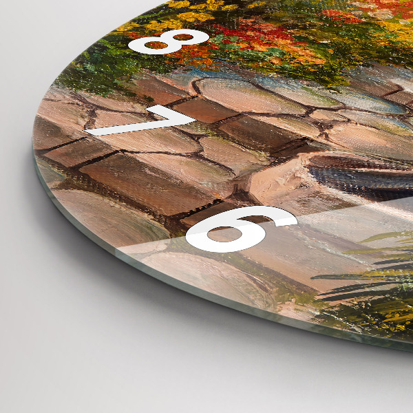 Zegar ścienny okrągły Kompozycja olejna w lesie