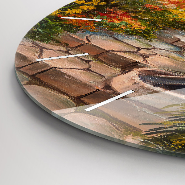 Zegar ścienny okrągły Kompozycja olejna w lesie