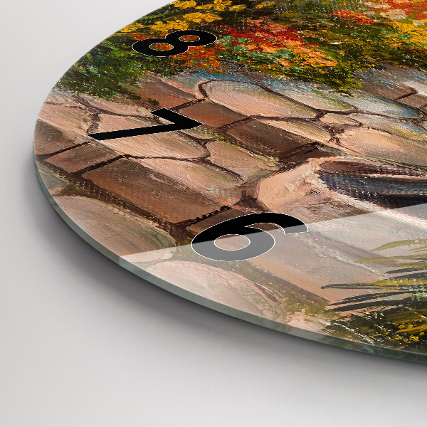 Zegar ścienny okrągły Kompozycja olejna w lesie