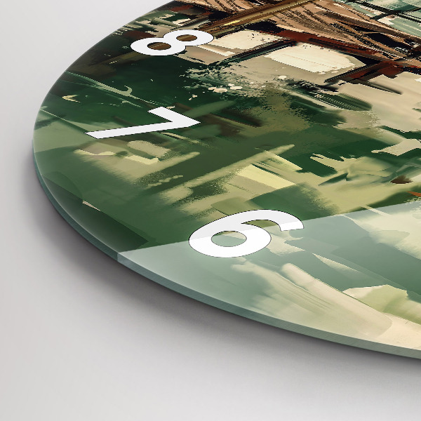 Zegar okrągły Łodzie rybackie w porcie