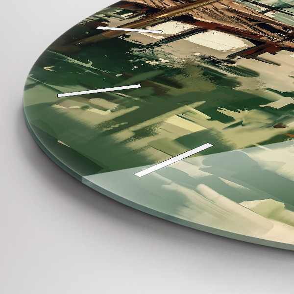 Zegar okrągły Łodzie rybackie w porcie