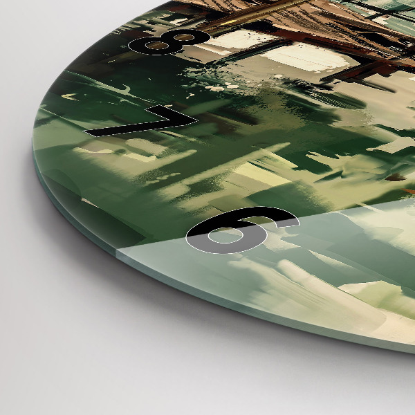 Zegar okrągły Łodzie rybackie w porcie