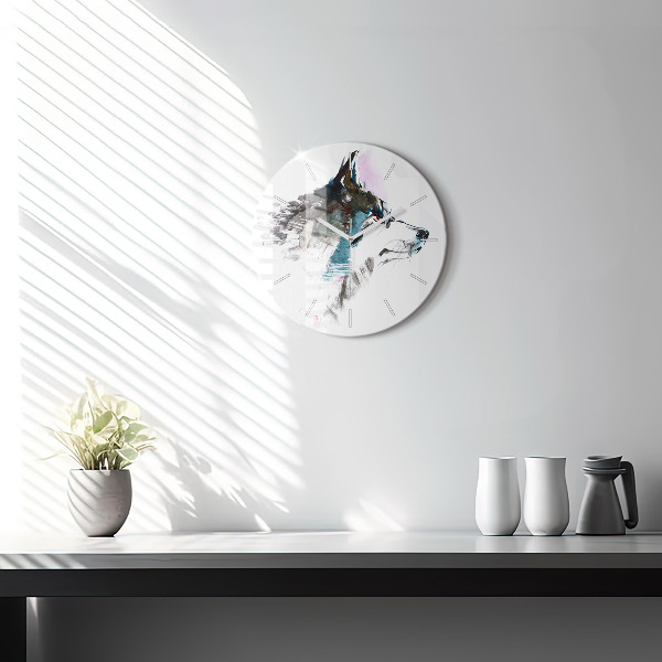 Zegar ścienny okrągły Profil malowanego wilka