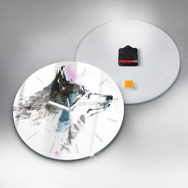 Zegar ścienny okrągły Profil malowanego wilka