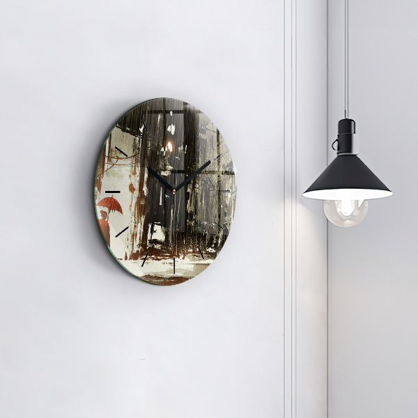 Zegar ścienny okrągły Kobieta w deszczowej nocy