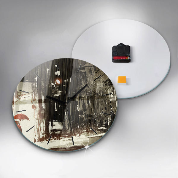 Zegar ścienny okrągły Kobieta w deszczowej nocy