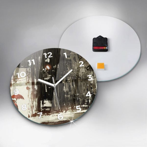Zegar ścienny okrągły Kobieta w deszczowej nocy