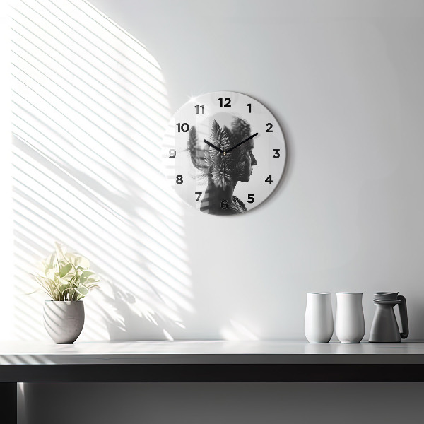 Zegar ścienny okrągły Portret kobiety