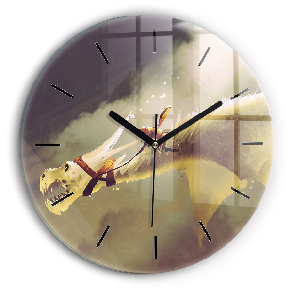 Zegar ścienny okrągły Ilustracja Smoczego Jeźdźca