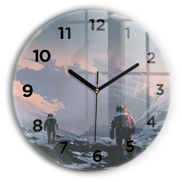 Zegar ścienny okrągły Astronauci abstrakcja