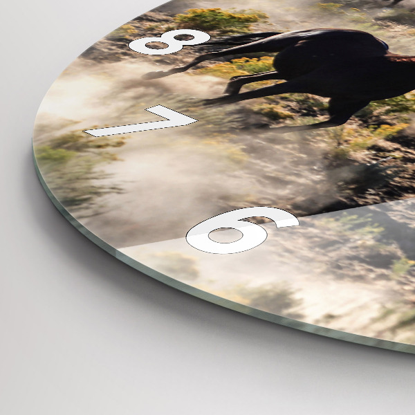 Zegar ścienny okrągły Stado rozpędzonych koni