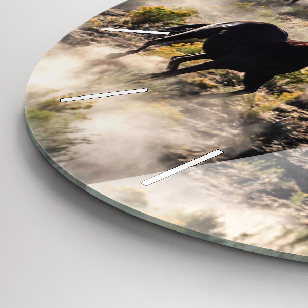 Zegar ścienny okrągły Stado rozpędzonych koni