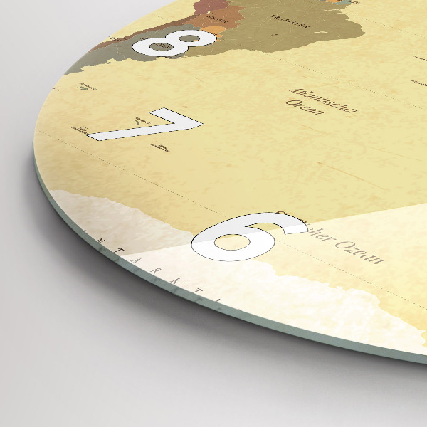 Zegar ścienny okrągły Mapa świata w stylu vintage