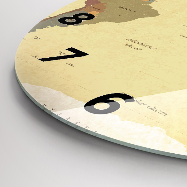 Zegar ścienny okrągły Mapa świata w stylu vintage