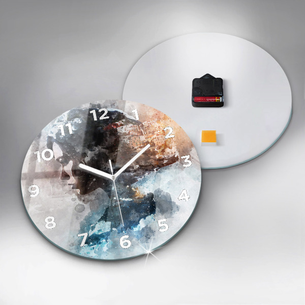 Zegar ścienny okrągły Abstrakcyjne twarze