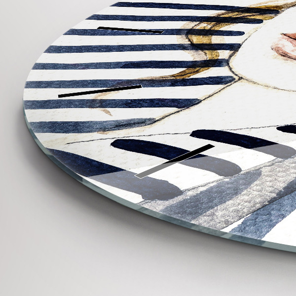 Zegar ścienny okrągły Twarz w okularach i kapeluszu