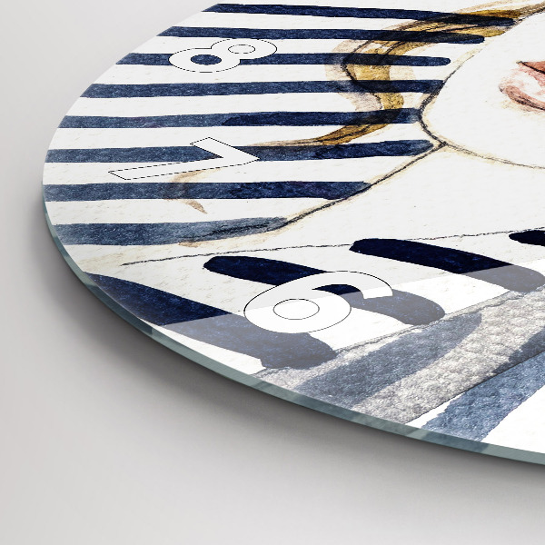 Zegar ścienny okrągły Twarz w okularach i kapeluszu