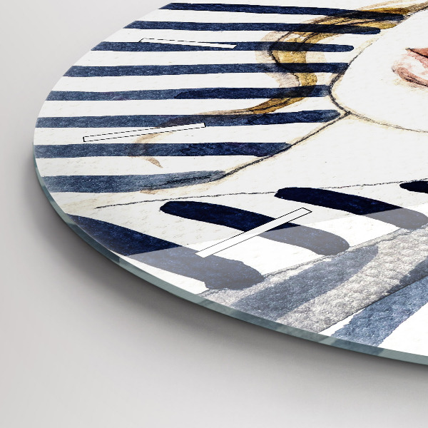 Zegar ścienny okrągły Twarz w okularach i kapeluszu