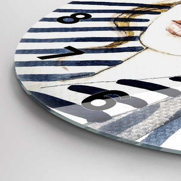 Zegar ścienny okrągły Twarz w okularach i kapeluszu